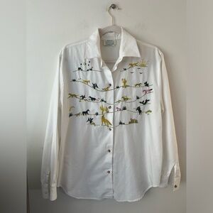 Vintage Braemar Workable Casuals Western-horses Embroidered Shirt